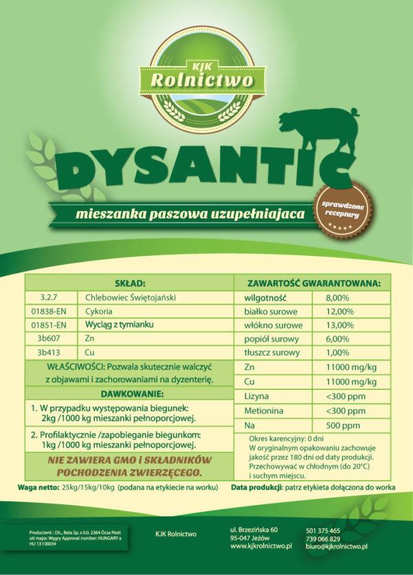 KJK Rolnictwo, Dysantic Naturalny dodatek paszowy na bazie ziół dla świń